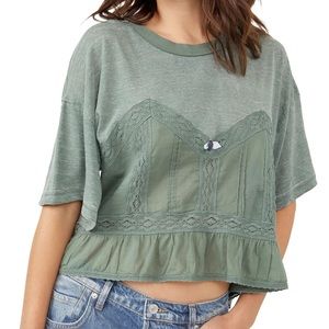 Free People Green Fall In Love Tee